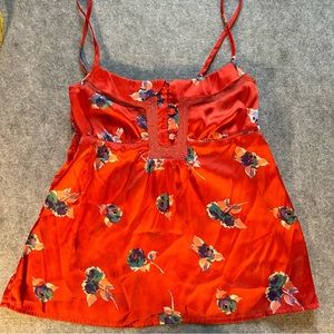 American Eagle floral spaghetti strap blouse, size XS, floral, red
